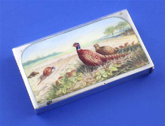 An Edwardian silver and enamel rectangular vesta case by Sampson Mordan & Co, 2.25in.